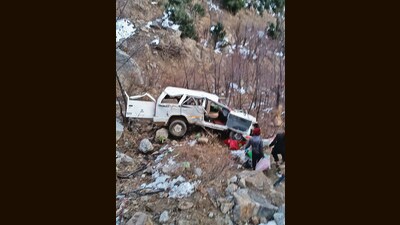Mangled remains of the vehicle in Kishtwar on Saturday. (Photo:X)