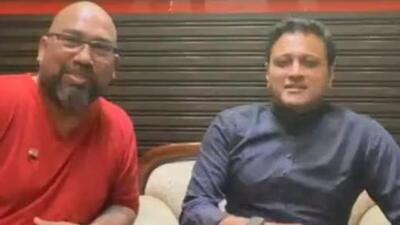 Mauris Noronha (left) with Uddhav Sena leader Abhishek Ghosalkar on a Facebook live on Thursday in which the Sena leader was shot by Noronha (Video screengrab) Mauris Noronha (left) with Uddhav Sena leader Abhishek Ghosalkar on a Facebook live on Thursday in which the Sena leader was shot by Noronha (Video screengrab)