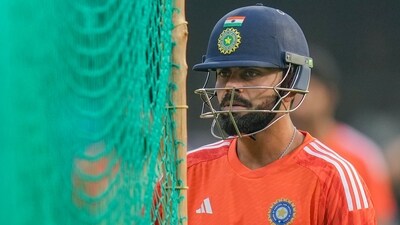 India's Virat Kohli during a practice session (PTI) India's Virat Kohli during a practice session (PTI)