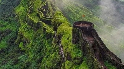 Rajgad Fort: Rajgad Fort, also known as the King of Forts, is located in Maharashtra. It was the capital of the Maratha Empire before Shivaji Maharaj moved it to Raigad. The fort offers stunning views and is a popular trekking destination. (Pinterest) Rajgad Fort: Rajgad Fort, also known as the King of Forts, is located in Maharashtra. It was the capital of the Maratha Empire before Shivaji Maharaj moved it to Raigad. The fort offers stunning views and is a popular trekking destination. (Pinterest)