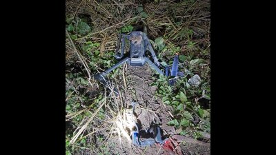 The quadcopter drone entering Indian territory from Pakistan was intercepted during its movement on the border near Rossey village in Gurdaspur district and shot down by the BSF troops in the night hours on Friday.