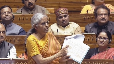 Union finance minister Nirmala Sitharaman speaks in the Lok Sabha during the Budget Session of Parliament on Friday. (ANI) Union finance minister Nirmala Sitharaman speaks in the Lok Sabha during the Budget Session of Parliament on Friday. (ANI)