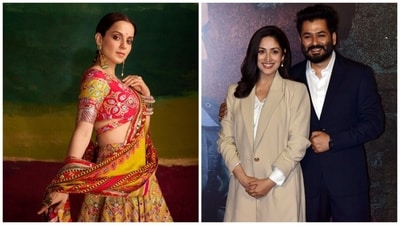 Yami Gautam debuts baby bump at Article 370 trailer launch, Kangana Ranaut congratulates Yami and director Aditya Dhar.