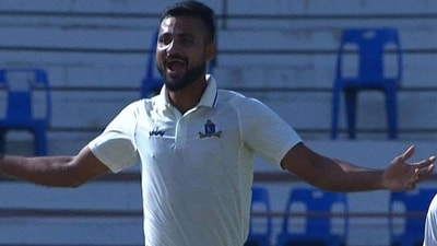 Bengal pacer Akash Deep celebrates a wicket. (BCCI Image) Bengal pacer Akash Deep celebrates a wicket. (BCCI Image)