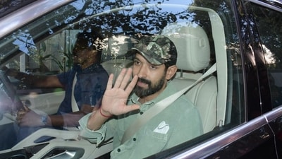Vikrant Massey was seen in his car, getting out of the hospital. Vikrant Massey was seen in his car, getting out of the hospital.