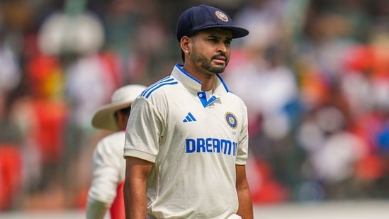 India's batter Shreyas Iyer walks back to the pavilion (PTI)