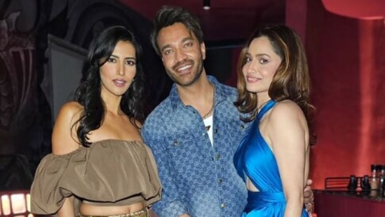 Ankita Lokhande and Vicky Jain with wild card Manasvi Mamgai at the Bigg Boss 17 bash.