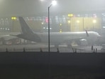 A view of dense fog at IGI airport, in New Delhi. Delhi airport braces for delays, flights affected by fog and cold weather A view of dense fog at IGI airport, in New Delhi. Delhi airport braces for delays, flights affected by fog and cold weather