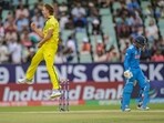Australia's U19's Mahli Beardman, left, celebrates the wicket of India's Uday Pratap Saharan Australia's U19's Mahli Beardman, left, celebrates the wicket of India's Uday Pratap Saharan