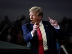 Republican presidential candidate former President Donald Trump speaks at a Get Out The Vote rally at Coastal Carolina University in Conway, S.C., Saturday, Feb. 10, 2024. (AP Photo/Manuel Balce Ceneta)
