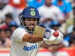 India's batter Shreyas Iyer plays a shot India's batter Shreyas Iyer plays a shot