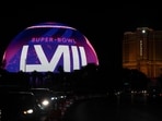 An image for Super Bowl 58 is displayed on the Sphere, Saturday, Feb. 10, 2024, in Las Vegas. The Kansas City Chiefs will play the NFL football game against the San Francisco 49ers in the Super Bowl on Sunday. (AP Photo/Gregory Bull) An image for Super Bowl 58 is displayed on the Sphere, Saturday, Feb. 10, 2024, in Las Vegas. The Kansas City Chiefs will play the NFL football game against the San Francisco 49ers in the Super Bowl on Sunday. (AP Photo/Gregory Bull)