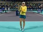 Elena Rybakina of Kazakhstan poses with the trophy during the podium ceremony after winning the Women's Singles final match at the Mubadala Abu Dhabi Open tennis tournament in Abu Dhabi on February 11