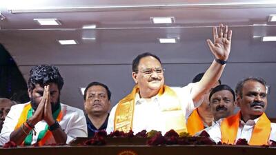 Bharatiya Janata Party national president J P Nadda during a rally in Chennai on Sunday. (ANI) Bharatiya Janata Party national president J P Nadda during a rally in Chennai on Sunday. (ANI)