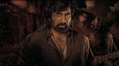 Ravi Teja in a still from Eagle. Ravi Teja in a still from Eagle.