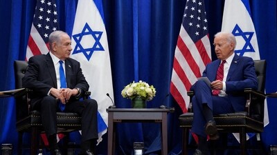 US president Joe Biden with Israeli prime minister Benjamin Netanyahu (Reuters)