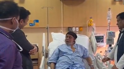 Mithun Chakraborty in a Kolkata hospital. Mithun Chakraborty in a Kolkata hospital.
