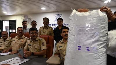 Navi Mumbai, India - Feb. 10, 2024:Koparkhairane police arrest four people and seize 20 kg ganja, during press conference at DCP Zone-1 Office APMC in Navi Mumbai, India, on Saturday, February 10, 2024. (Photo by Bachchan Kumar/ HT PHOTO) (HT PHOTO) Navi Mumbai, India - Feb. 10, 2024:Koparkhairane police arrest four people and seize 20 kg ganja, during press conference at DCP Zone-1 Office APMC in Navi Mumbai, India, on Saturday, February 10, 2024. (Photo by Bachchan Kumar/ HT PHOTO) (HT PHOTO)
