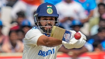 India's batter Shreyas Iyer plays a shot (PTI) India's batter Shreyas Iyer plays a shot (PTI)