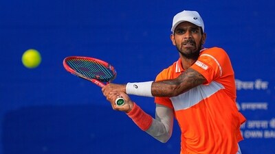 India's Sumit Nagal returns to Czech Republic's Dalibor Svrcina during the singles semi-final match at the ATP Challenger (PTI) India's Sumit Nagal returns to Czech Republic's Dalibor Svrcina during the singles semi-final match at the ATP Challenger (PTI)