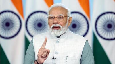 Prime Minister Narendra Modi virtually delivers his remarks on the birth anniversary of Swami Dayanand Saraswati on Sunday. (ANI) Prime Minister Narendra Modi virtually delivers his remarks on the birth anniversary of Swami Dayanand Saraswati on Sunday. (ANI)