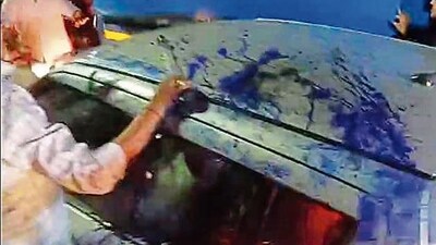 The vehicle in which Wagle was travelling, was attacked at Khandoji Baba Chowk on Friday (VIDEO GRAB) The vehicle in which Wagle was travelling, was attacked at Khandoji Baba Chowk on Friday (VIDEO GRAB)