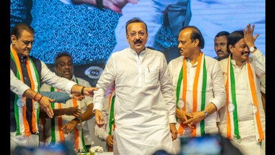 Three-time Congress MLA Baba Siddique joined Ajit faction of NCP on Saturday. (Satish Bate/ Hindustan Times) Three-time Congress MLA Baba Siddique joined Ajit faction of NCP on Saturday. (Satish Bate/ Hindustan Times)