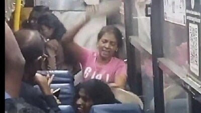 Two women hit each other with slippers in Bengaluru's BMTC bus. Video Two women hit each other with slippers in Bengaluru's BMTC bus. Video