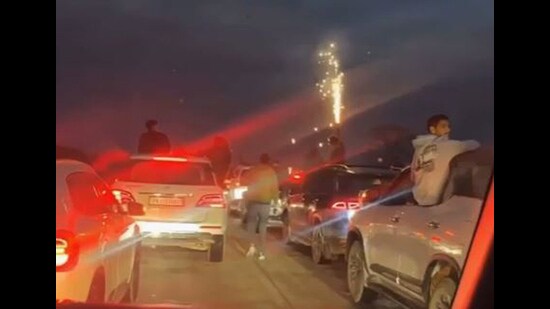 The videos circulating on social media show convoys of high-end cars speeding along the highway in Ludhiana. (HT Photo)