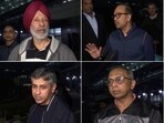A combination of pictures shows the ex-Indian Navy veterans, who were in custody in Qatar, have arrived at the Delhi airport on Monday. Seven of the eight Indian Navy veterans were sentenced to death on 'espionage' charges. (ANI Photo)