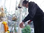 Amitabh Bachchan inside his home, Jalsa. Amitabh Bachchan inside his home, Jalsa.