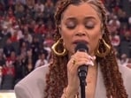 Andra Day performs ahead of the 2024 Super Bowl at Allegiant Stadium in Las Vegas. Andra Day performs ahead of the 2024 Super Bowl at Allegiant Stadium in Las Vegas.