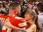 Football - NFL - Super Bowl LVIII - Kansas City Chiefs v San Francisco 49ers - Allegiant Stadium, Las Vegas, Nevada, United States - February 11, 2024 Kansas City Chiefs' Travis Kelce celebrates with partner Taylor Swift after Kansas City Chiefs win Super Bowl LVIII REUTERS/Brian Snyder