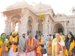 Delhi chief minister Arvind Kejriwal and Punjab chief minister Bhagwant Mann along with their respective families visited the Ram Janmbhoomi Temple in Ayodhya on Monday.