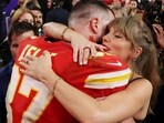 LAS VEGAS, NEVADA - FEBRUARY 11: Travis Kelce #87 of the Kansas City Chiefs and Taylor Swift embrace after defeating the San Francisco 49ers in overtime during Super Bowl LVIII at Allegiant Stadium on February 11, 2024 in Las Vegas, Nevada. Ezra Shaw/Getty Images/AFP (Photo by EZRA SHAW / GETTY IMAGES NORTH AMERICA / Getty Images via AFP) LAS VEGAS, NEVADA - FEBRUARY 11: Travis Kelce #87 of the Kansas City Chiefs and Taylor Swift embrace after defeating the San Francisco 49ers in overtime during Super Bowl LVIII at Allegiant Stadium on February 11, 2024 in Las Vegas, Nevada. Ezra Shaw/Getty Images/AFP (Photo by EZRA SHAW / GETTY IMAGES NORTH AMERICA / Getty Images via AFP)