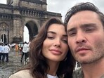 Ed Westwick and Amy Jackson at the Gateway of India. Ed Westwick and Amy Jackson at the Gateway of India.
