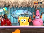 Noah Eagle and Nate Burleson joined SpongeBob and Patrick in Bikini Bottom. Noah Eagle and Nate Burleson joined SpongeBob and Patrick in Bikini Bottom.