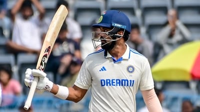 India’s KL Rahul celebrates his half-century (ANI) India’s KL Rahul celebrates his half-century (ANI)