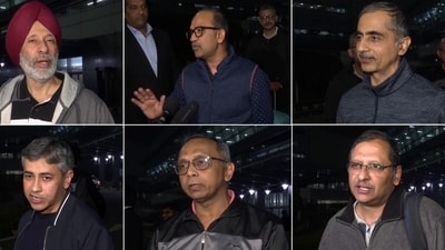 A combination of pictures shows the ex-Indian Navy veterans, who were in custody in Qatar, have arrived at the Delhi airport on Monday. Seven of the eight Indian Navy veterans were sentenced to death on 'espionage' charges. (ANI Photo) A combination of pictures shows the ex-Indian Navy veterans, who were in custody in Qatar, have arrived at the Delhi airport on Monday. Seven of the eight Indian Navy veterans were sentenced to death on 'espionage' charges. (ANI Photo)