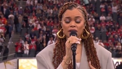 Andra Day performs ahead of the 2024 Super Bowl at Allegiant Stadium in Las Vegas. (NFL) Andra Day performs ahead of the 2024 Super Bowl at Allegiant Stadium in Las Vegas. (NFL)