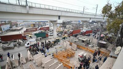 Barricades put up ahead of the Delhi protest call. (HT PHOTO) Barricades put up ahead of the Delhi protest call. (HT PHOTO)
