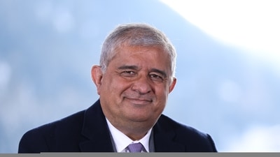 Amitabh Chaudhry, chief executive officer of Axis Bank Ltd., during a Bloomberg Television interview ahead of the World Economic Forum (WEF) in Davos Switzerland, on Monday, Jan. 15, 2024. The annual Davos gathering of political leaders, top executives and celebrities runs from January 15 to 19. Photographer: Hollie Adams/Bloomberg