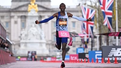 Kiptum went 34 seconds clear of Kipchoge's world record in just his third marathon at the age of 23. (AFP)