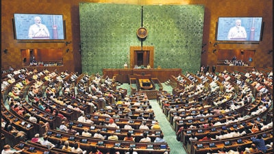 Lok Sabha Speaker Om Birla said 222 laws were passed in these five years in the Parliament. (AP) Lok Sabha Speaker Om Birla said 222 laws were passed in these five years in the Parliament. (AP)