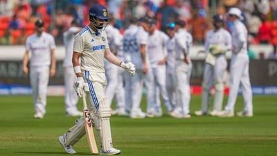 India's KL Rahul walks off the ground after his dismissal during the second day of the first test cricket match between India and England (PTI)