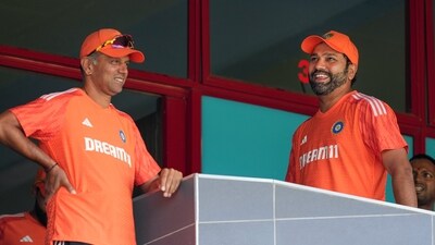 Indian cricket team head coach Rahul Dravid and captain Rohit Sharma during a practice session (PTI) Indian cricket team head coach Rahul Dravid and captain Rohit Sharma during a practice session (PTI)