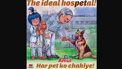 Amul shared this doodle as a tribute to Ratan Tata’s upcoming hospital for animals. (Instagram/@amul_india) Amul shared this doodle as a tribute to Ratan Tata’s upcoming hospital for animals. (Instagram/@amul_india)