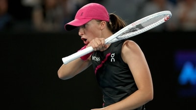 Poland's Iga Swiatek reacts on a point against Czech Republic's Linda Noskova (AFP) Poland's Iga Swiatek reacts on a point against Czech Republic's Linda Noskova (AFP)