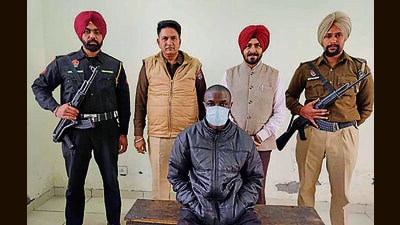 The accused in custody of STF in Ludhiana on Monday. (HT Photo) The accused in custody of STF in Ludhiana on Monday. (HT Photo)