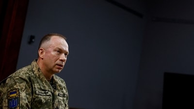 Colonel general Oleksandr Syrskyi, Commander of the Ukrainian Ground Forces, attends an interview. (Reuters)